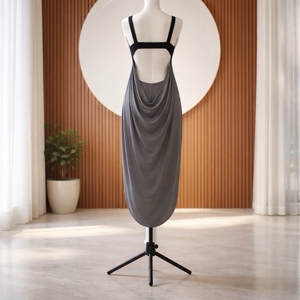 rag & bone Charcoal Scoop Neck High-Low Silk Tank Dress